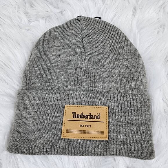 Timberland Est 1973 Patch Grey Beanie NWT - Picture 2 of 2
